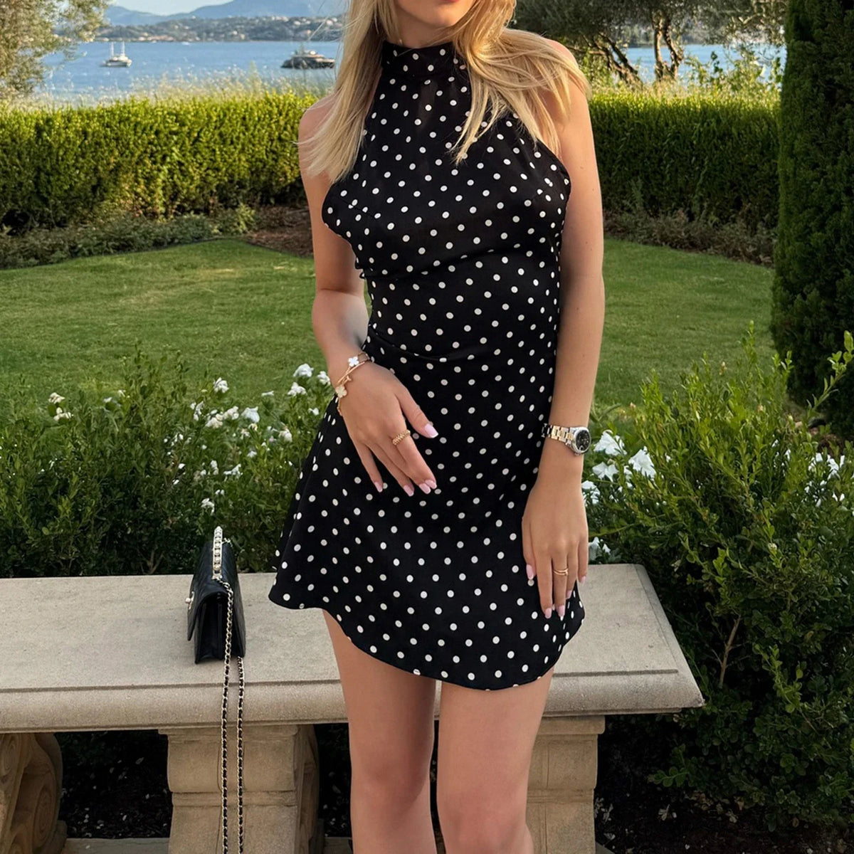 Valerie Polka Dot Halter Dress