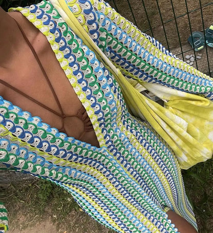 Serena Crochet Stripe Maxi Dress