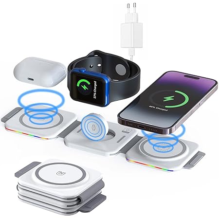 Cargador inalámbrico  inteligente magnetico3 en 1